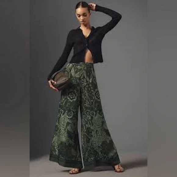 Farm Rio x Anthropologie Floral Print Wide-Leg Women’s Medium - Picture 3 of 16